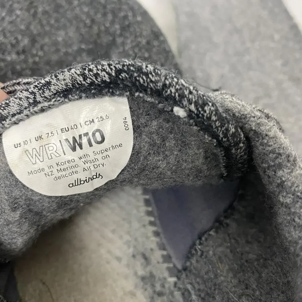 Allbirds Shoes Womens Size 10 Charcoal Gray Wool Runners Merino Lace Up Sneakers